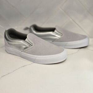Vans Knu Silver Metallic Slip on Sneakers Womens Size 8.5